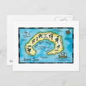 スプリットスカルアイランドトレジャーマップハガキ ポストカード (正面/裏面)