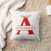 スプリットモノグラムレタークリスマスディアー〔雄ジカの〕枝角Th クッション (ブランケット)