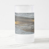 スプリットレールテクスチャすり付きガラスビアマグ フロストグラスビールジョッキ (中央)