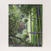 スプリットレールフェンス-緑の芝生造園場 ジグソーパズル (縦)