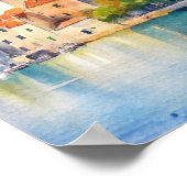 スプリット市クロアチア水絵画色 ポスター (角)