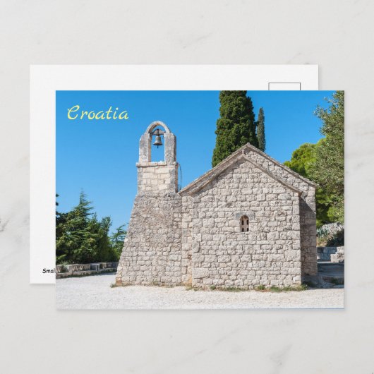 スプリット近くのマルジャンの丘の小さな教会 – クロアチア ポストカード (正面/裏面)