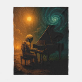 スプリット遊リアリティの宇宙飛行士のピアノ – Surreal フリースブランケット