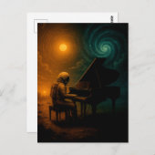 スプリット遊リアリティの宇宙飛行士のピアノ – Surreal ポストカード (正面/裏面)