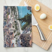 スプリット・シティ海底上空ビュー、ダルマティア、クロアチア キッチンタオル (四つ折り)