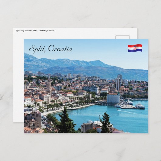 スプリット・シティ海底上空ビュー、ダルマティア、クロアチア ポストカード (正面/裏面)