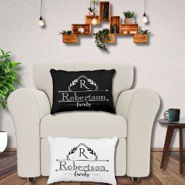 スプリット モノグラム ファミリー ネーム ブラック & ホワイト フレーム アクセントクッション