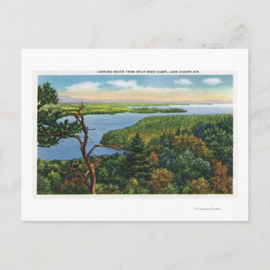 スプリット・ロック・ライトからの湖の南向き ポストカード (正面)