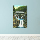 スプリット・ロック・滝・ブリッジの表示 キャンバスプリント (インサイチュ (ウッドフロア))