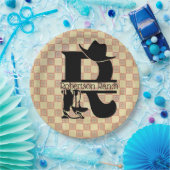 スプリット'R'カウボーイモノグラム ペーパープレート (パーティー)