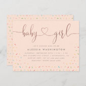 スプリンカラフルクルバラ金ゴールドガールベビーシャワー インビテーションポストカード (正面/裏面)