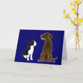 スプリンガースパニエルおよびチョコレート実験室Notecards カード (黄色い花)