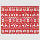 スプリンガースパニエルはクリスマスパターン赤のシルエットを描きます 薄葉紙 (正面)