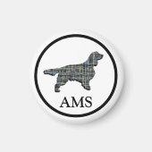 スプリンガースパニエル犬かわいいペットドッグシルエットY&Bグリッド マグネット (正面)