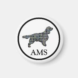 スプリンガースパニエル犬かわいいペットドッグシルエットY&Bグリッド マグネット