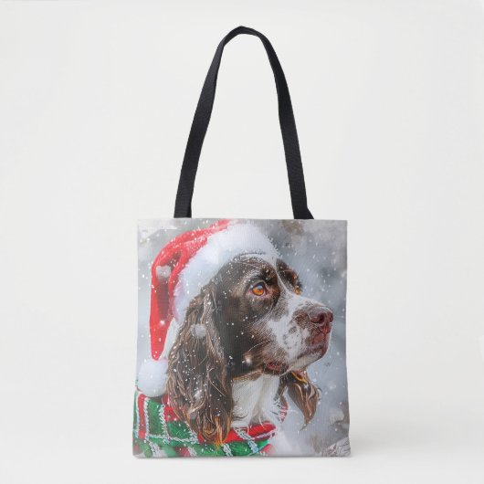 スプリンガースパニエル犬のクリスマス トートバッグ (正面)