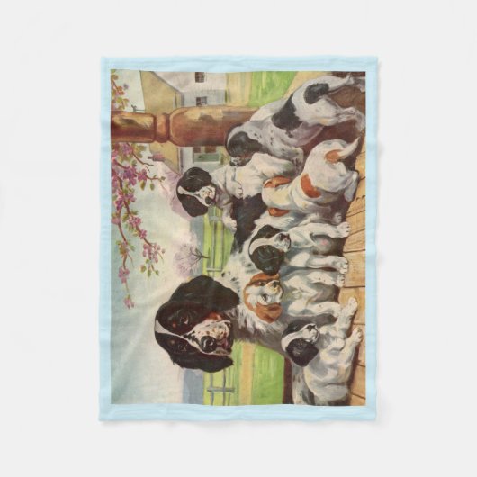 スプリンガースパニエル犬の母親と子犬 フリースブランケット (正面)