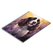 スプリンガースパニエル犬インラベンダーフィールド ノートブック (左側)