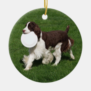 スプリンガースパニエル犬クリスマス飾り セラミックオーナメント