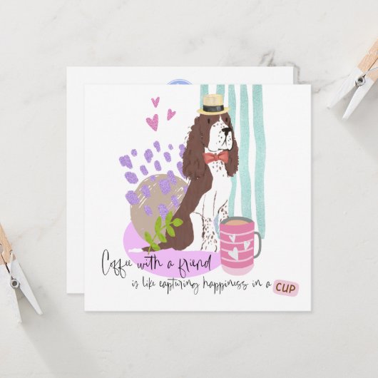 スプリンガースパニエル犬コーヒーユーモア引用文任意大事な行事 カード (正面/裏面インサイチュ)