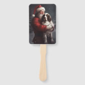 スプリンガースパニエル犬サンタクロースフェスティバルクリスマス ハンドファン (正面)