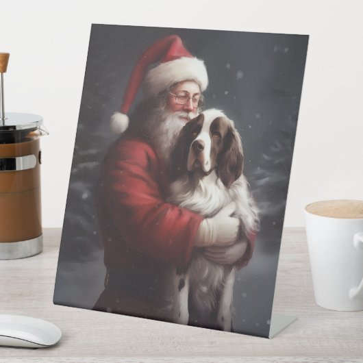 スプリンガースパニエル犬サンタクロースフェスティバルクリスマス 台座サイン (インサイチュ)