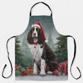 スプリンガースパニエル犬ドッグインスノークリスマス エプロン (正面)