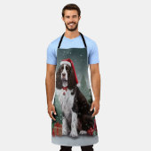 スプリンガースパニエル犬ドッグインスノークリスマス エプロン (着用した状態)