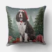 スプリンガースパニエル犬ドッグインスノークリスマス クッション (裏面)