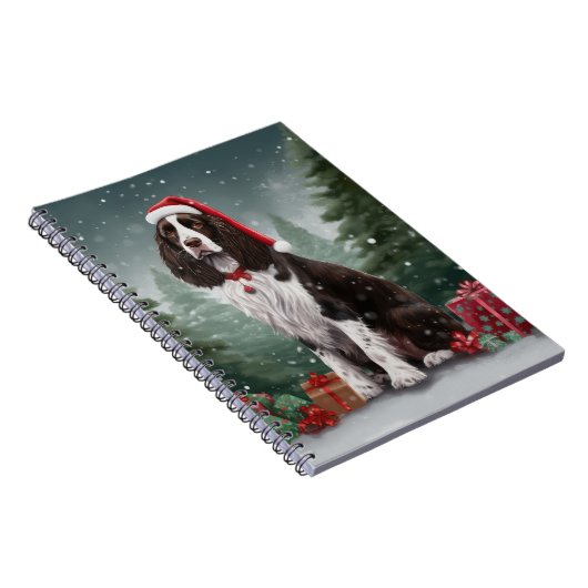 スプリンガースパニエル犬ドッグインスノークリスマス ノートブック (右側)