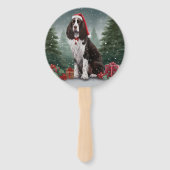 スプリンガースパニエル犬ドッグインスノークリスマス ハンドファン (裏面)