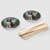 スプリンガースパニエル犬ドッグインスノークリスマス ハンドファン (組立なし)