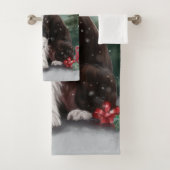 スプリンガースパニエル犬ドッグインスノークリスマス バスタオルセット (インサイチュ)