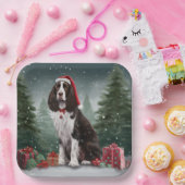 スプリンガースパニエル犬ドッグインスノークリスマス ペーパープレート (パーティー)