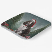 スプリンガースパニエル犬ドッグインスノークリスマス ペーパープレート (傾斜あり)