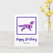 スプリンガースパニエル犬ドッグシルエットパープルPY&B カード (黄色い花)