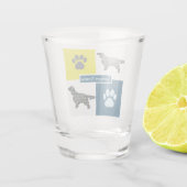 スプリンガースパニエル犬ドッグシルエット&ポーY&Bグリッド ショットグラス (裏面)