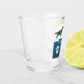 スプリンガースパニエル犬ドッグシルエット&ポーY&Bグリッド ショットグラス (左)
