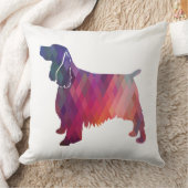 スプリンガースパニエル犬ドッグジオメトリシルエットパープル クッション (ブランケット)