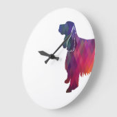 スプリンガースパニエル犬ドッグジオメトリシルエット紫 ラージ壁時計 (傾斜)