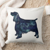 スプリンガースパニエル犬ドッグブラックウォーターカラーシルエット クッション (ブランケット)