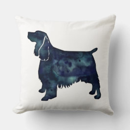 スプリンガースパニエル犬ドッグブラックウォーターカラーシルエット クッション