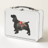 スプリンガースパニエル犬ドッグブリードボヘミアンフローラ メタルランチボックス (正面)