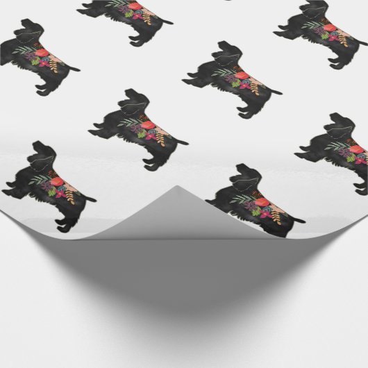 スプリンガースパニエル犬ドッグブリードボヘミアンフローラ ラッピングペーパー (角)