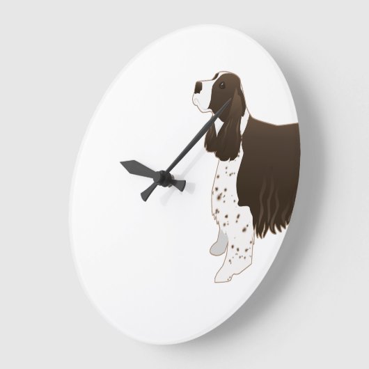 スプリンガースパニエル犬ドッグベーシックブレッドシルエットブラウン ラージ壁時計 (傾斜)
