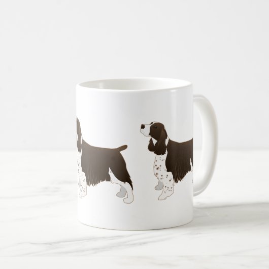 スプリンガースパニエル犬ドッグベーシック品種シルエットブラウン コーヒーマグカップ (正面右)