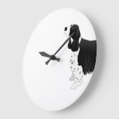 スプリンガースパニエル犬ドッグ基本品種シルエットブラック ラージ壁時計 (傾斜)