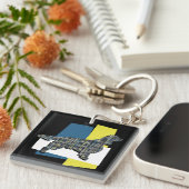 スプリンガースパニエル犬ドッグY&Bグリッドトリカラー キーホルダー (正面右)