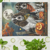 スプリンガースパニエル犬ハロウィン不気味 キッチンタオル (折り畳み)