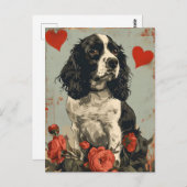 スプリンガースパニエル犬バレンタインデーヴィンテージ ポストカード (正面/裏面)
